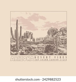 Arizona the grand canyon crate, desert vibes, Desert vibes graphic print for fashion and others.