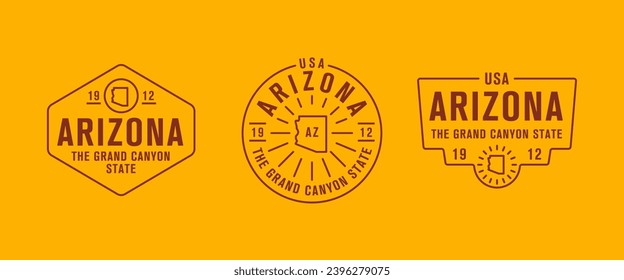 Arizona - The Grand Canyon State. Arizona state logo, label, poster. Vintage poster. Print for T-shirt, typography. Vector illustration