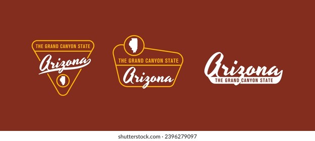 Arizona - The Grand Canyon State. Arizona state logo, label, poster. Vintage poster. Print for T-shirt, typography. Vector illustration