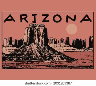 Arizona graphic print artwork for t shirt. This vector use  for fashion, tee, sweatshirt, wallpaper, poster, background and other uses. 