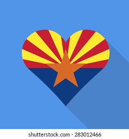 Arizona heart flag flat style with long shadow. Patriotic design. Vector EPS10