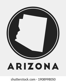 Arizona icon. Round logo with us state map and title. Stylish Arizona badge with map. Vector illustration.