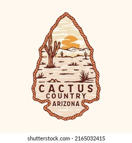 Arizona illustration cactus badge desert design t shirt vintage