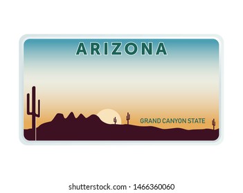 Arizona License Plate. Vector Object On White Background