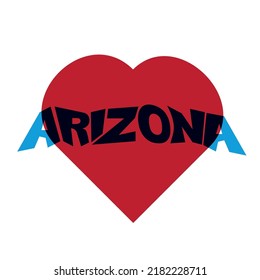 Arizona logo with love heart shape american state usa design for t-shirt or card