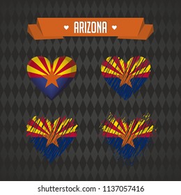 Arizona with love. Design vector broken heart with flag inside.