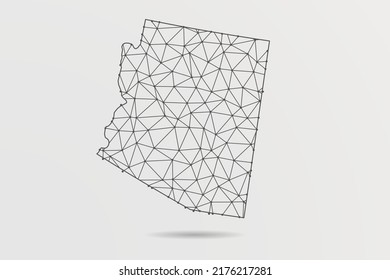 Arizona Map - Abstract mash line and point scales on white background with USA Map. Wire Frame 3D mesh polygonal network line, design sphere, dot and structure -  Vector illustration eps 10