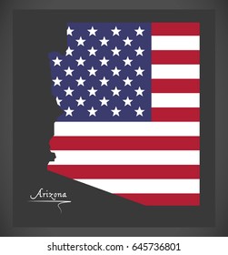 Arizona map with American national flag illustration