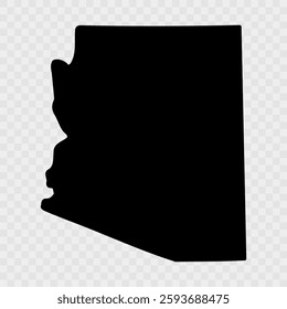 Arizona Map Black,State Border,United States,US America, Transparent Isolated, Variations. Vector. Map of the U.S. state Arizona