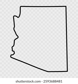 Arizona Map Black,State Border,United States,US America, Transparent Isolated, Variations. Vector. Map of the U.S. state Arizona