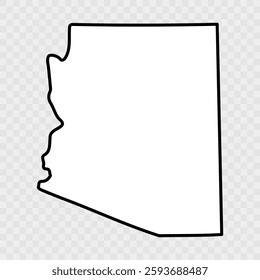 Arizona Map Black,State Border,United States,US America, Transparent Isolated, Variations. Vector. Map of the U.S. state Arizona