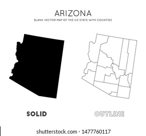 Arizona map. Blank vector map of the US state with counties. Borders of Arizona for your infographic. Vector illustration.