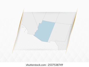 Mapa do Arizona em azul com sotaques dourados emoldurados. Mapa vetorial moderno do Arizona. Ilustração de vetor.