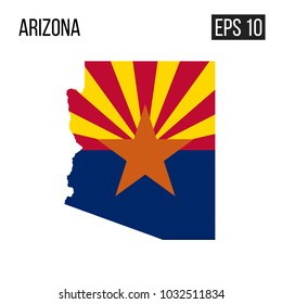 Arizona Map Border With Flag Vector EPS10