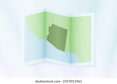 Arizona map, folded paper with Arizona map. Vector illustration.