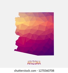 Arizona map in geometric polygonal,mosaic style.Abstract tessellation,modern design background,low poly. Geometric cover, mockup. Vector illustration.