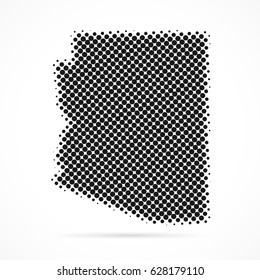 Arizona map in halftone. Dotted illustration isolated on a white background.
Vector illustration.