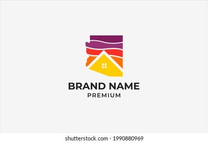 Arizona Map House Logo Vector Template suitable for real estate business