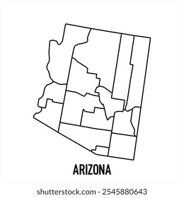 Arizona map icon isolated on white background. Outline map. Simple line icon. Vector illustration