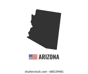 Arizona map isolated on white background silhouette. Arizona USA state. American flag. Vector illustration.