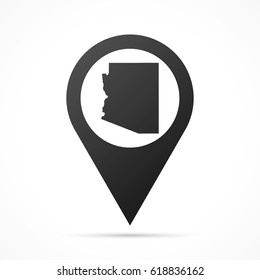 Arizona Map on location pin. Map pointer isolated on a white background.
Conceptual vector illustration.