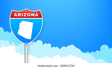 Arizona map on road sign. Welcome to State of Arizona. Vector illustration.