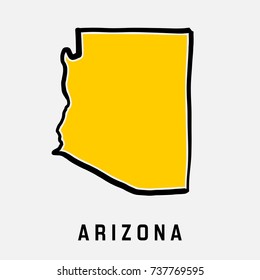 Arizona Map Outline - Smooth Simplified US State Shape Map Vector.