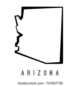 Arizona Map Outline - US State Shape Sharp Polygonal Geometric Style Vector.