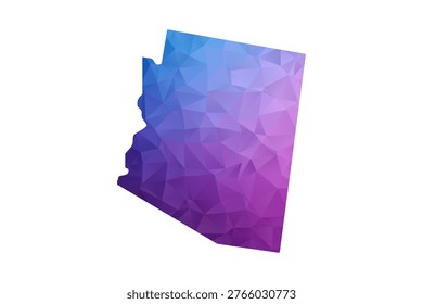 Arizona Map - Polygon Style Vector Illustration in Blue and Purple Gradient, Low Poly Geometric Design, Isolated on White Background, Ideal for Infographics and Learning Materials.