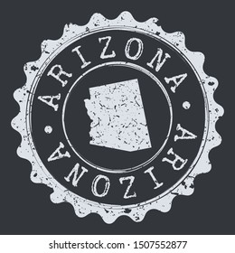 Arizona Map Seal. Silhouette Postal Passport Stamp. Round Vector Icon Postmark.