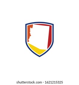 Arizona Map and Shield Logo Icon Template 001