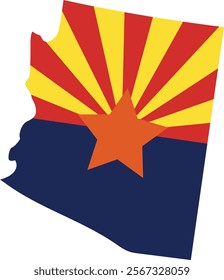 Arizona map state flag icon. Vector stock illustration