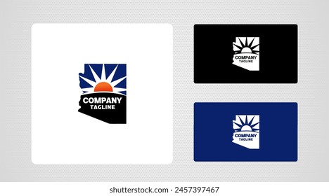 Arizona map with sun logo design 