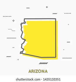 Arizona map in thin line style. Arizona infographic map icon with small geometric figures. Arizona state. Vector illustration modern concept