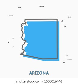 Arizona Map In Thin Line Style. Arizona Infographic Map Icon With Small Geometric Figures. Arizona State. Vector Illustration Modern Concept