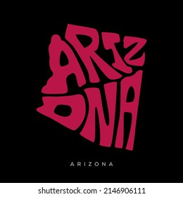 Arizona map typography. Arizona state map typography. Arizona lettering.