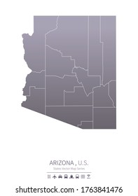 arizona map. us states vector map series. united states map background.