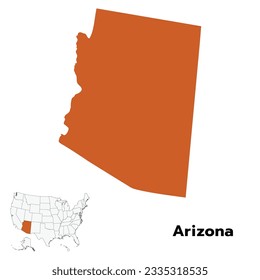 Arizona map. USA flag. USA map 