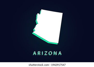 Arizona Map - USA, United States of America map, World map vector template with green and white  color gradient isolated on dark background - Vector illustration eps 10