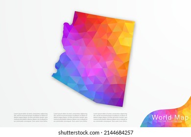 Arizona Map - USA, United States of America map vector template with polygon style and gradient colorful isolated on white background for design, infographic - Vector illustration eps 10