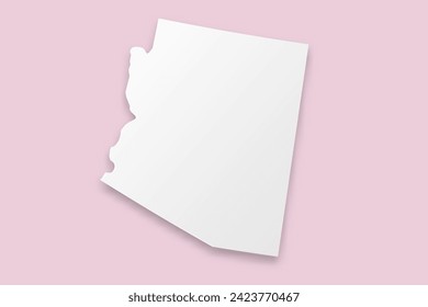 Arizona Map - USA, United States of America Map vector template with paper cut style including shadow and white color on pink background for design, website - Vector illustration eps 10