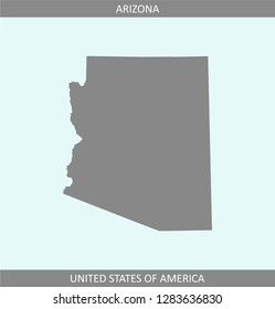 Arizona map vector outline illustration gray background