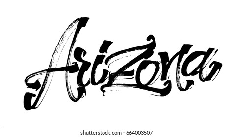 Arizona. Modern Calligraphy Hand Lettering for Silk Screen Printing