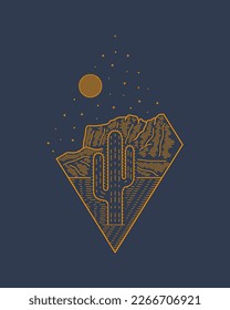 Arizona nature wild desert mono line vector for patch, pin, graphic, art t-shirt design