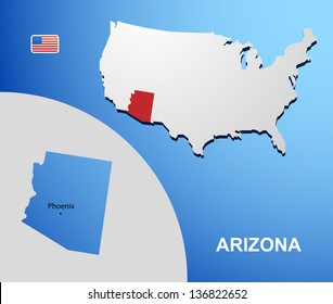 Arizona on USA map with map of the state