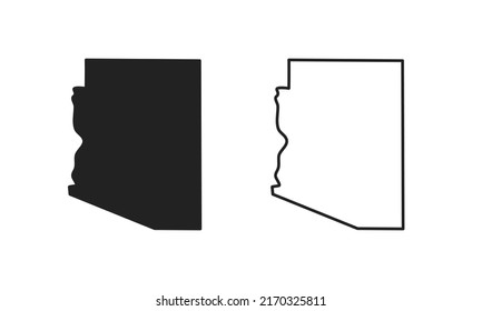 Arizona outline state of USA. Map in black and white color options. Vector Illustration.
