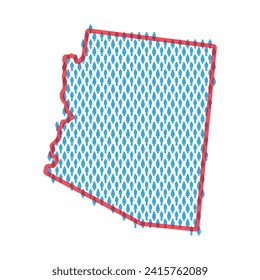 Arizona population map. Stick figures people map with bold red translucent state border. Pattern of men and women icons. Isolated vector illustration. Editable stroke.