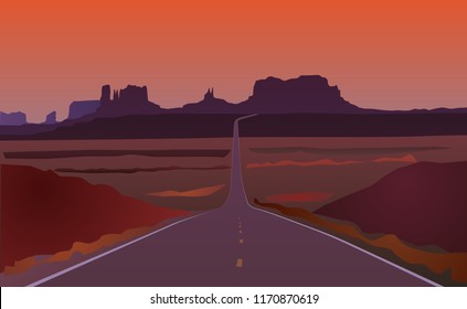 Arizona Road Landscape Vector Eps 10