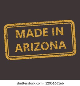 Arizona rubber stamp with grunge old distressed aged texture. Orange seal of  production location