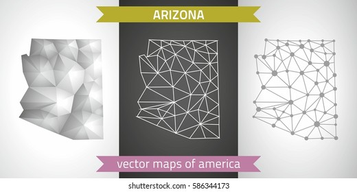 Arizona set of vector graphic modern polygonal maps